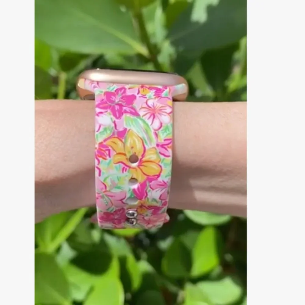 🌸 Printed Silicone Watch Band Compatible with Apple Watch